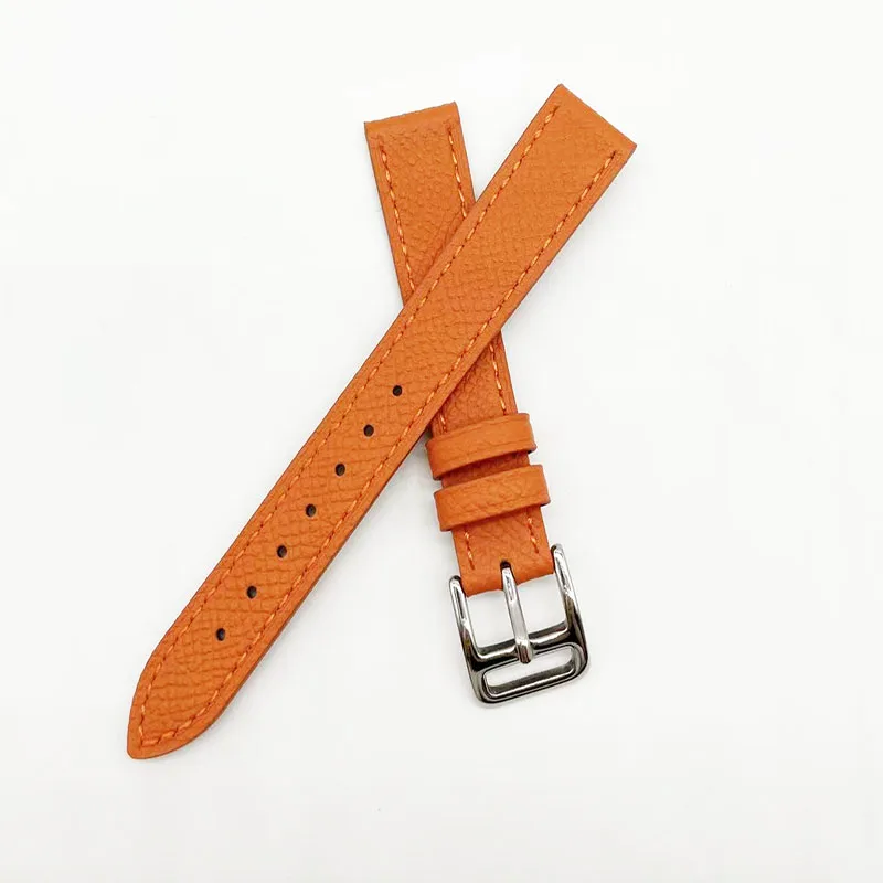 Genuine Leather Watchstrap Suitable for Herme-s Strap Soft 16MM 20MM Watchband Orange Black Gray