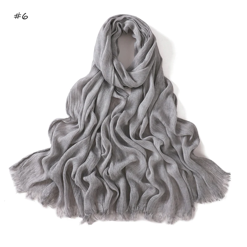 180*65cm Tie-dye Crinkle Rayon Hijabs für Frauen Muslimischen Schal Schals Plain Damen Atmungsaktive Stirnband Femme turban Ramanda – Detail 17