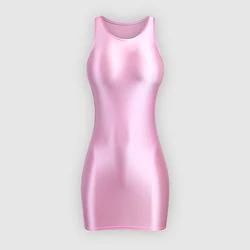 Vrouwen Artistieke Gymnastiek Bodysuit Jumpsuit Glossy Zijden Gladde Olie Glanzende Slanke Hoge Taille Volwassen Elastische Sport Yoga Mini Jurk