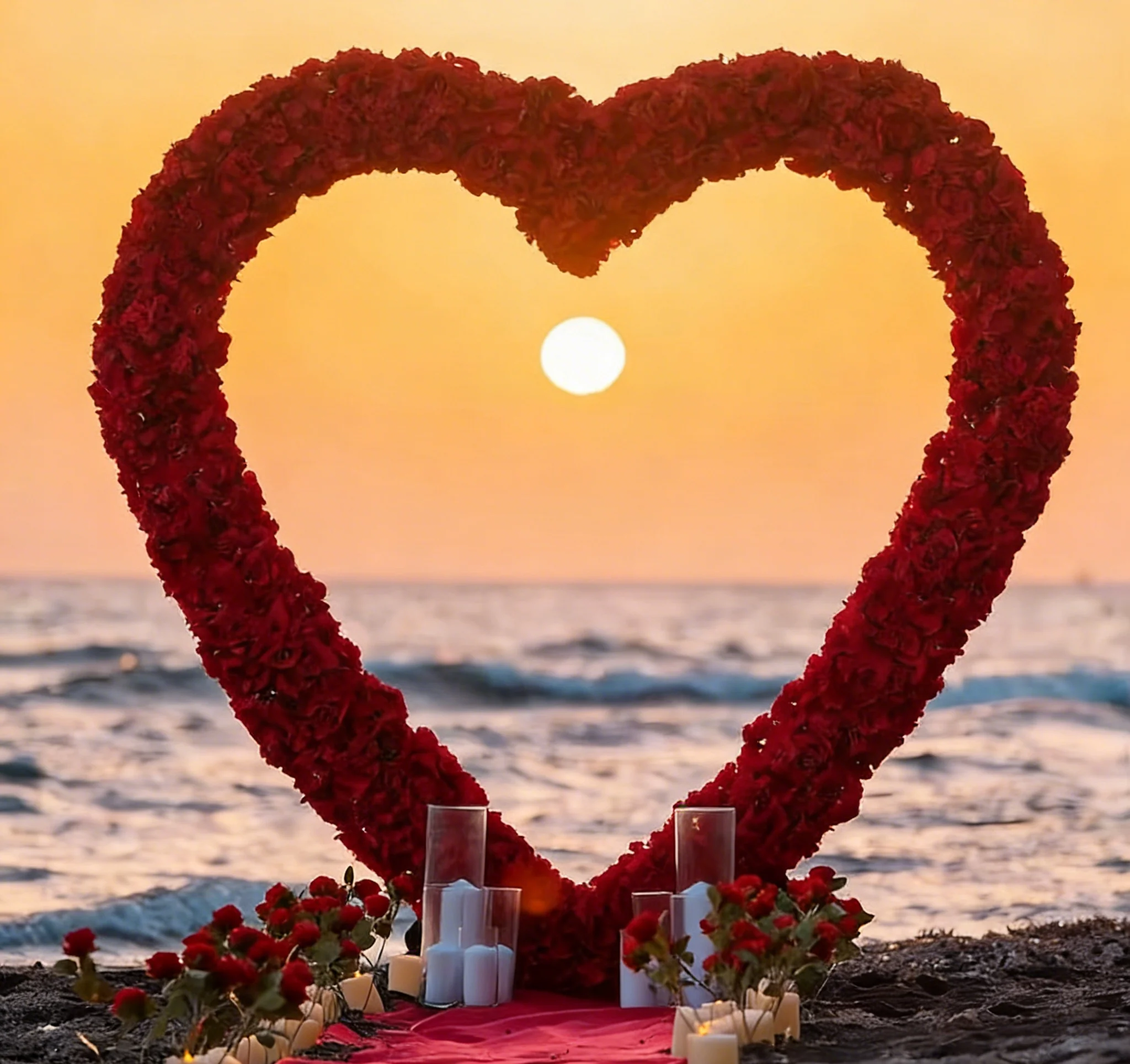 2,3x2,4m Herzförmiger Blumenbogen Roter Wegbogen Herzförmiger Rahmen Hintergrund für Heiratsantrag Brautpartydekoration – Detail 1