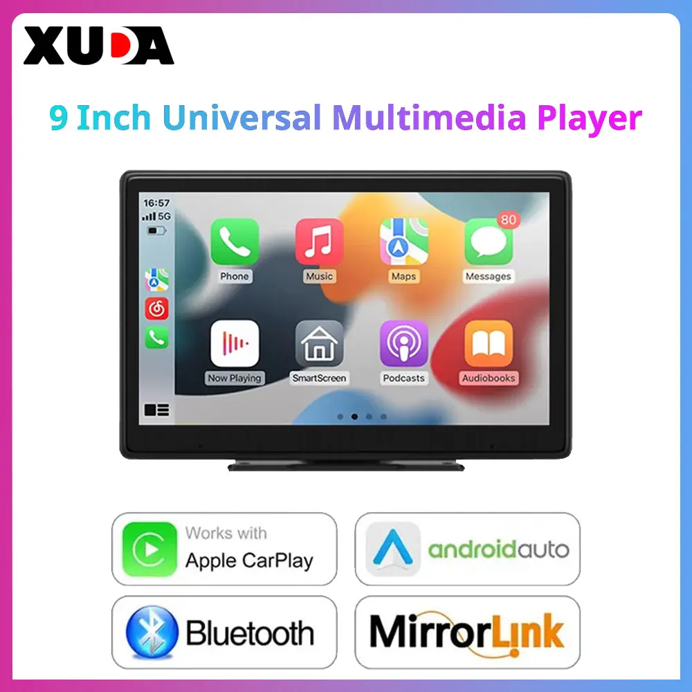 XUDA CarPlay Android Auto Car Radio Multimedia Video Player 9inch Portable Touch Screen With USB AUX For Rear View Camera