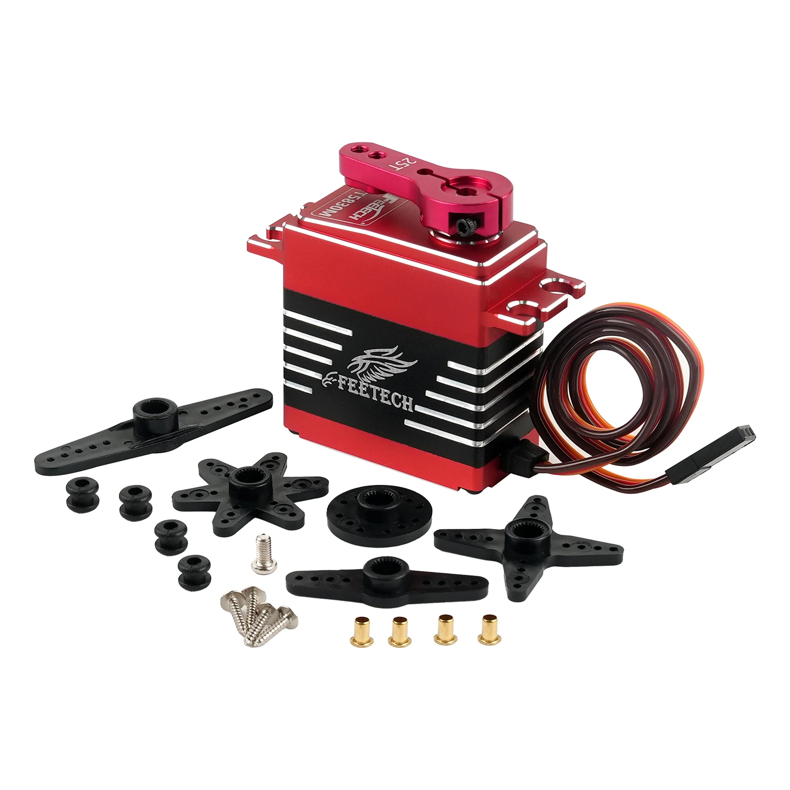 เซอร์โวมอเตอร์ดิจิตอล FT5830M 30 กก.ซม. 180 องศา ความเร็วสูง PWM เกียร์โลหะ พร้อมแขนฮอร์น 25T สำหรับ DIY รถบังคับวิทยุขนาด 1/8 1/10 หุ่นยนต์ รถบรรทุก