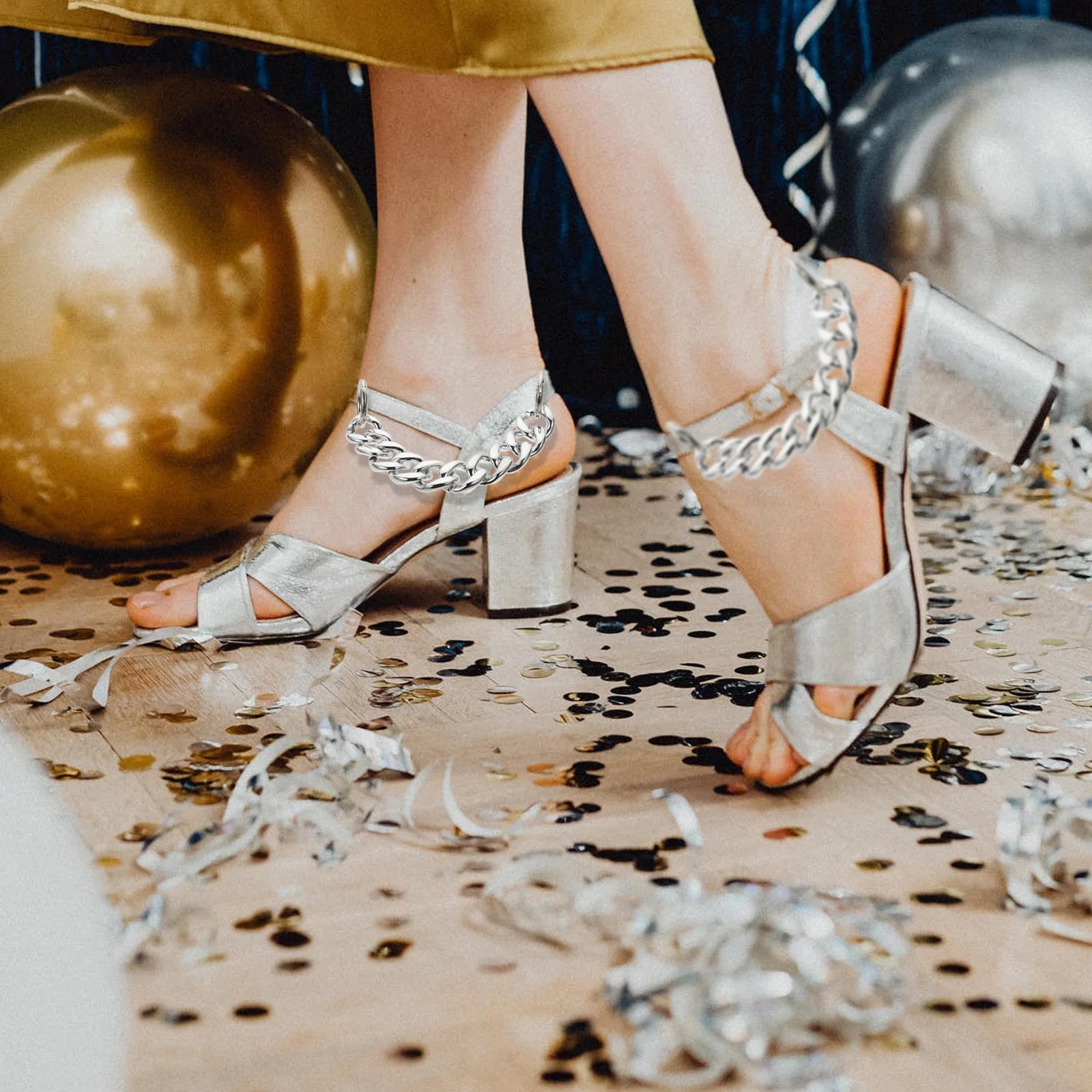 

4pcs Shoe Chain Buckle For Holes Durable Acrylic Diy Footwear Decoration Sandals Ornament Reusable Party Birthday Decor