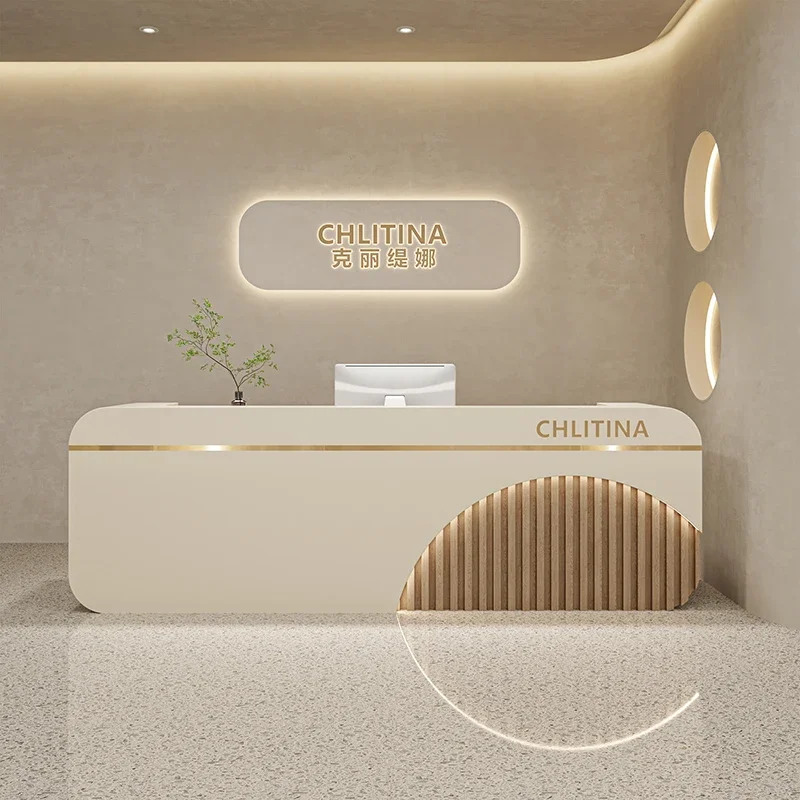 A Light luxury simple modern clothing store checkout page beauty salon reception desk yoga room small bar table