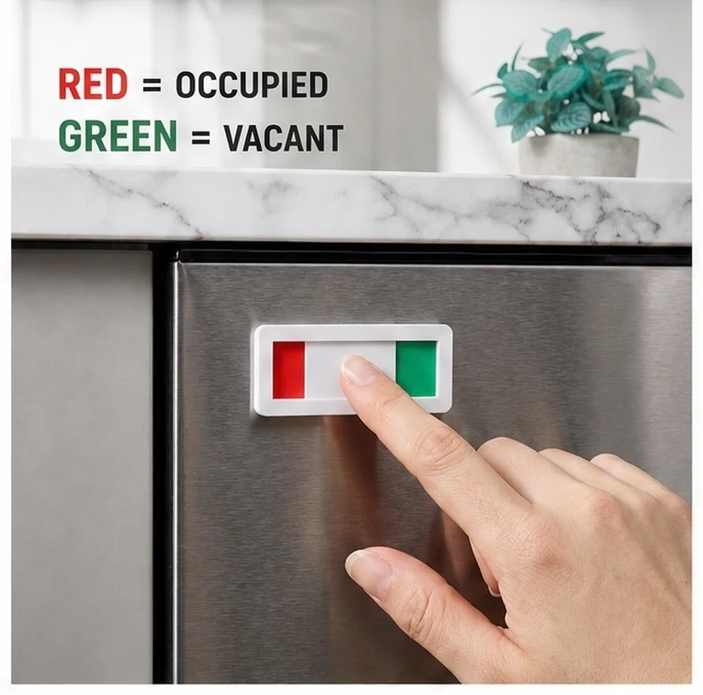 Pmma Material Not Disturb Slide Door Signboard for Toilet Bathroom Vacant Occupied Restroom Privacy Indicator Toilet Signboard