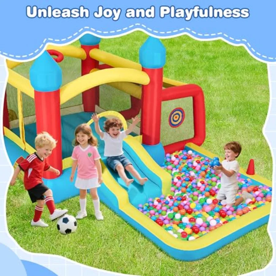 Casa inflable de rebote para 3 6 6 en 1, casa hinchable con tobogán y soplador, pared de escalada, baloncesto y juego de fútbol Infla