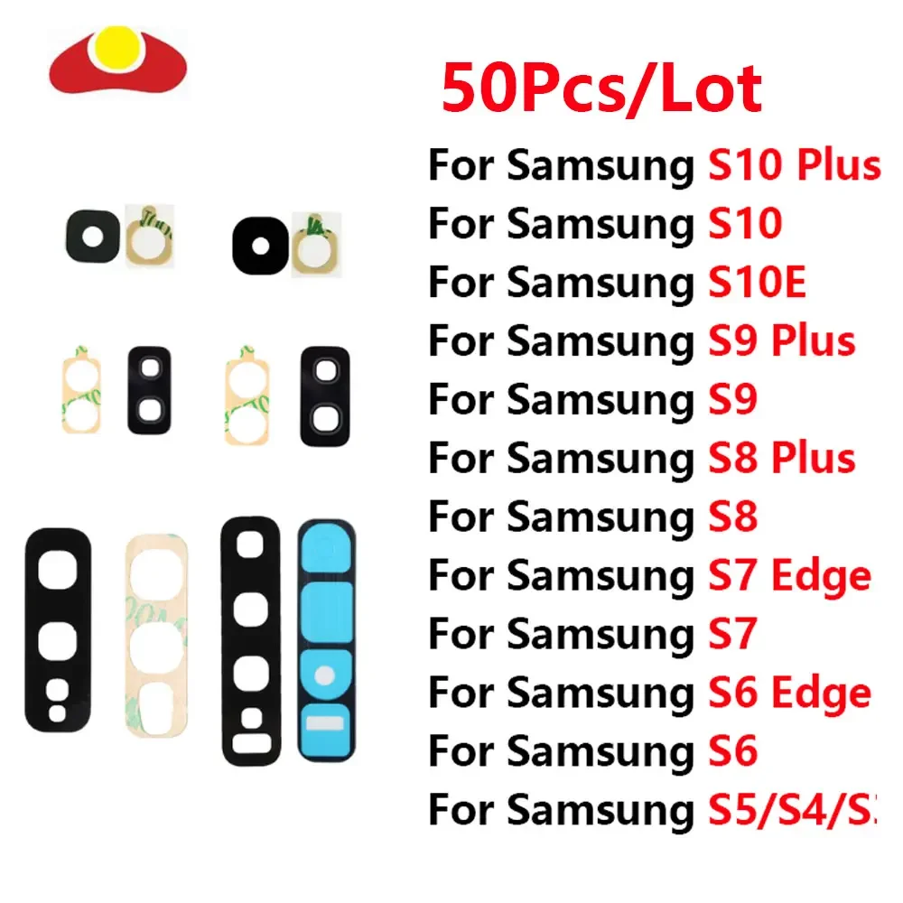 50Pcs/lot Back Rear Camera Lens Glass For Samsung Galaxy S3 S4 S5 S6 S7 S8 S9 S10 S10e Edge Plus 5G With Adhesive Sticker