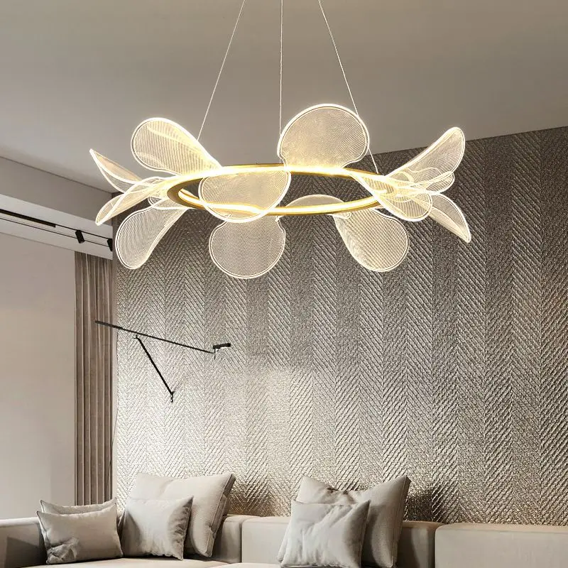 

Nordic Creative Acrylic Petal Chandelier Living Room Restaurant Bedroom Kitchen High End Pendant Lamp Modern Home Decor Lighting