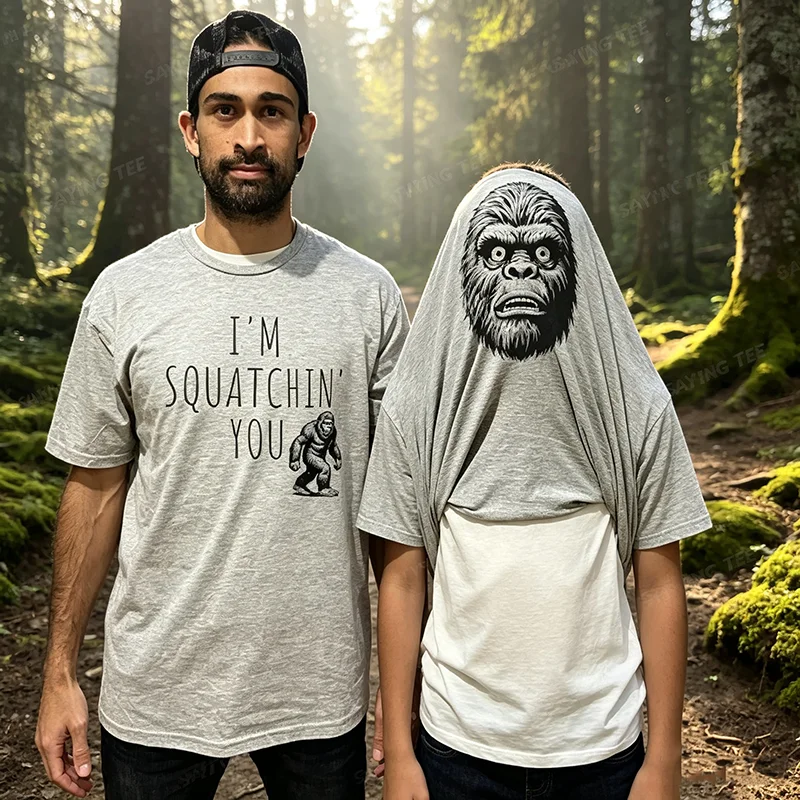 I'm Squatchin' You Sasquatch Flip Shirt - Funny Bigfoot T-Shirt Y2k Sasquatch Face Graphic Apparel Soft Cotton Short Sleeve Tees