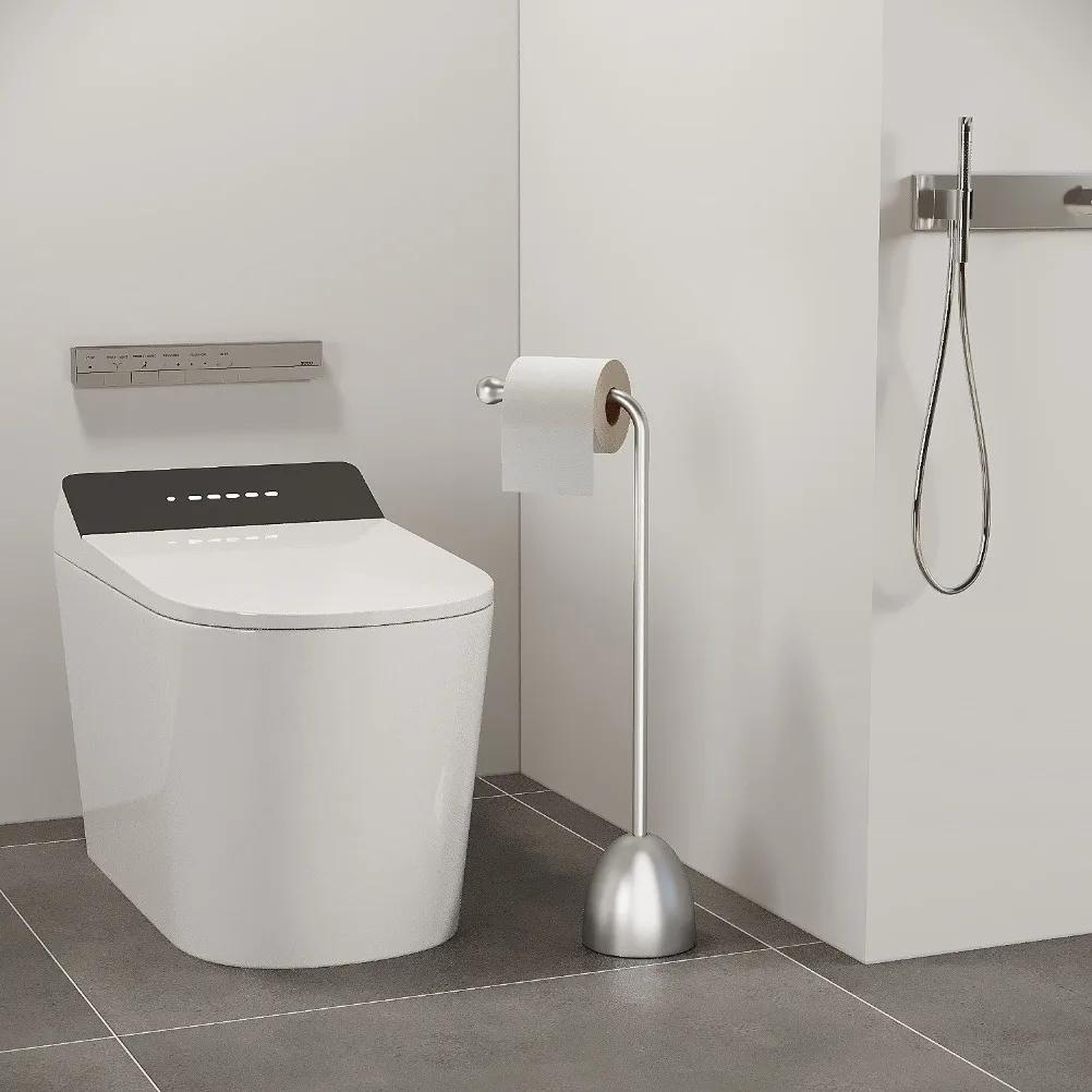 Nordic Stainless Steel Toilet Paper Holder Bathroom Floor Standing Roll Toilet Paper Holder Storage Rack Bathroom Accessories