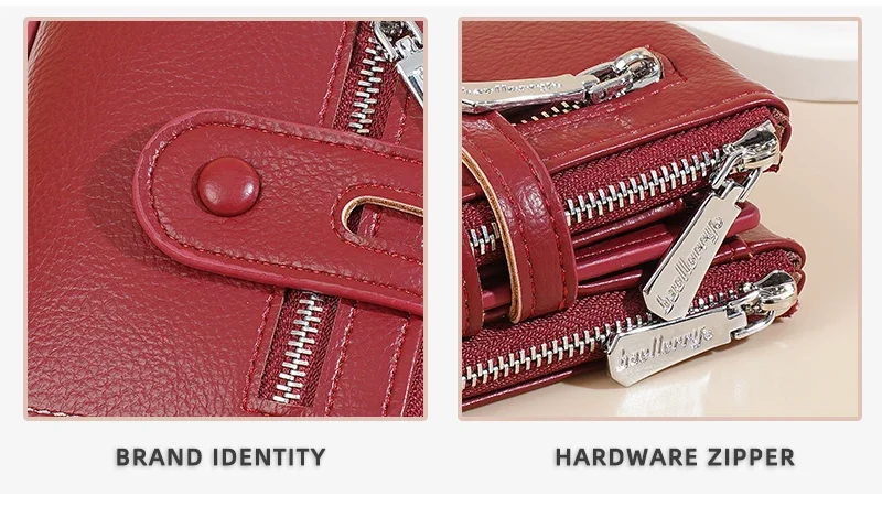 Baellerry Neue Damen-Geldbörsen mit großem Fassungsvermögen, Namengravur, kurzer Kartenhalter, Damen-Geldbörse, Doppelreißverschluss, Münztasche, Geldbörsen für Mädchen – Detail 5