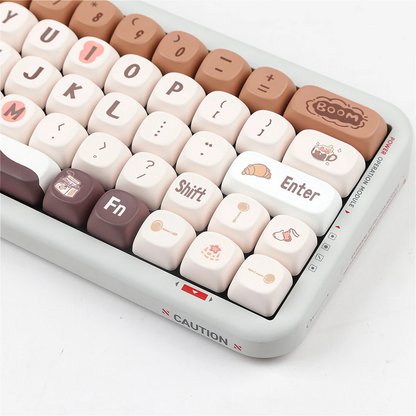 Chocolate Coffee Keycaps Cute Cartoon MOA Height Wooting keycaps set for HI75 98 99 104F87 etc Mechanical Keyboard Switches