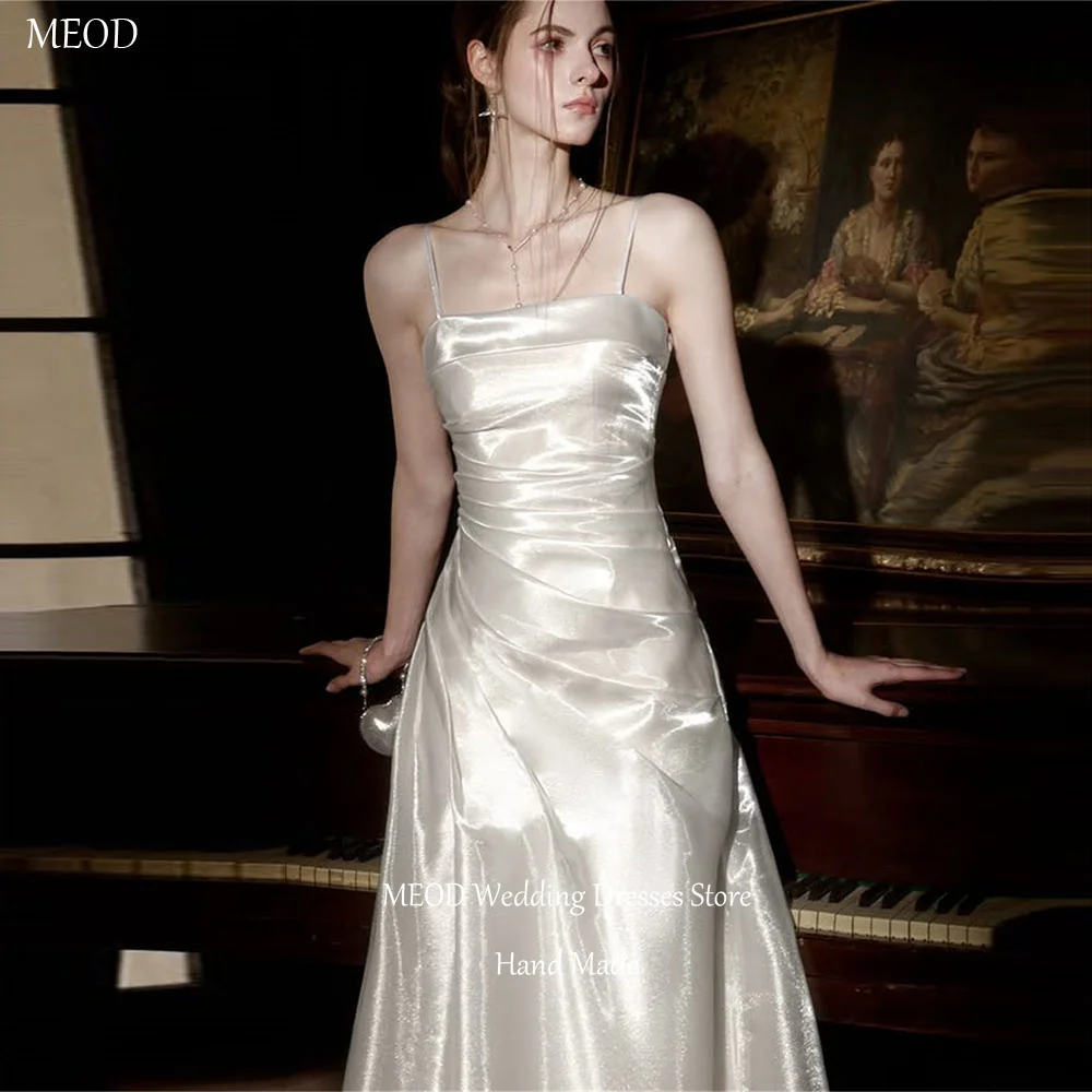 MEOD Satin Elegant Wedding Dresses Bride Strapless Fashion Vestidos De Novia Boda Spaghetti Strap Vestidos Mujer Customized