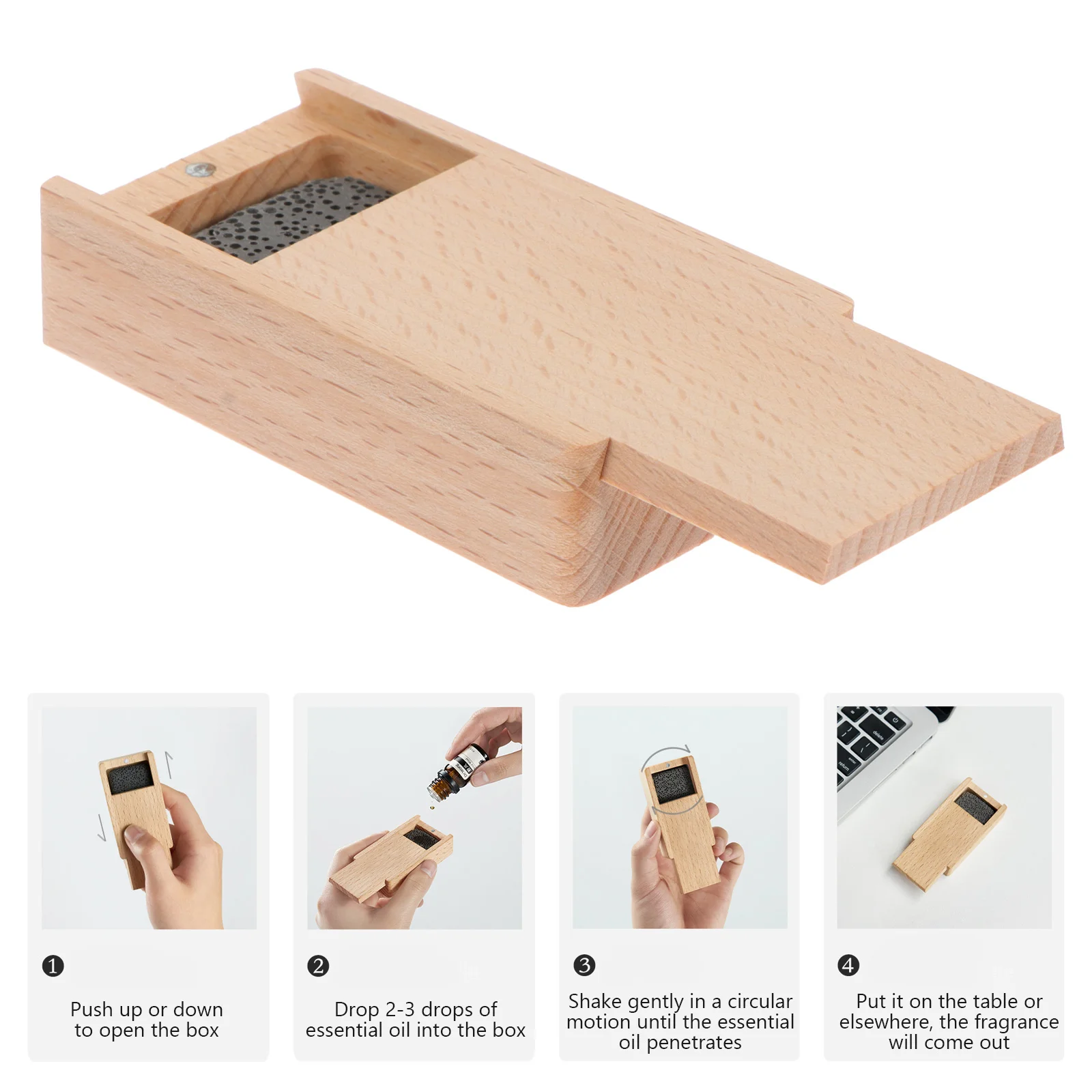 Aromatherapy Box Expansion Incense Essential Oil Wood Diffuser Natural Wooden Home Decor House Accessories for Desktop