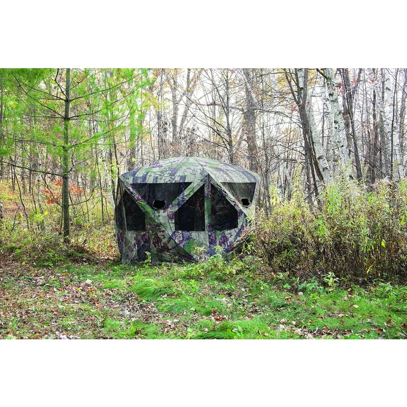 Portable Hunting Blind, 5-Sided Hub Blind, Huge Interior, Low Profile Windows, 4-Person, 72