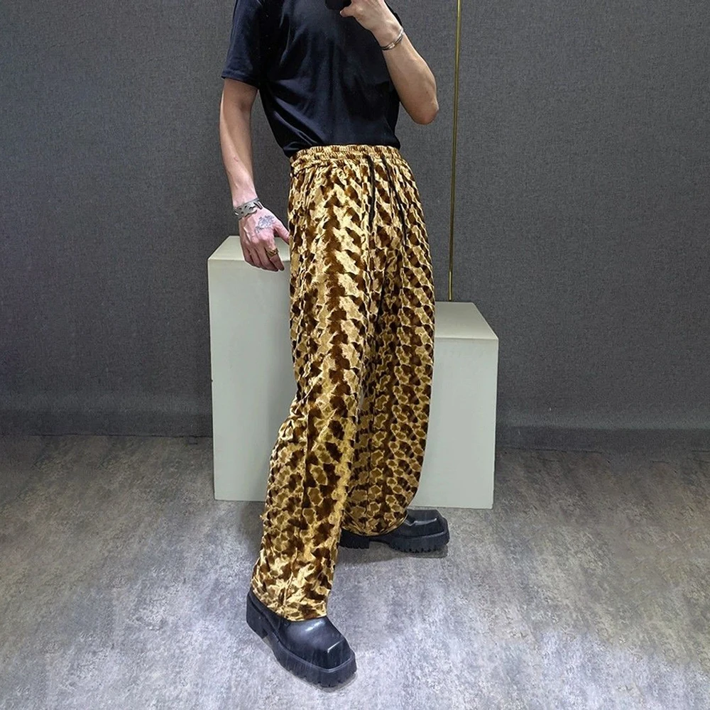 

Fashionable Design Niche Retro Gold Velvet Y2k Trousers Men Autumn And Winter High-End Casual Wide-Leg Straight Trousers Men