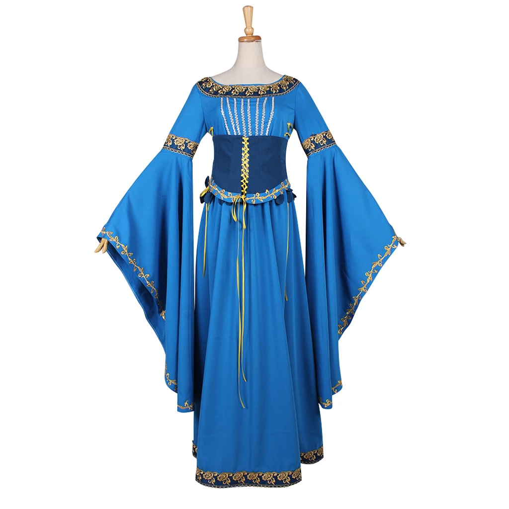 Galadriel Cosplay Costume Dress Elf Queen Dress Victorian Blue Ball Gown \