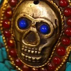 Old Xizang Folk Collection Old Tiantie Mosaic Gem gZi Beads Turquoise Fork  Skull Snake statue Vajra Phurpa Amulet Town house