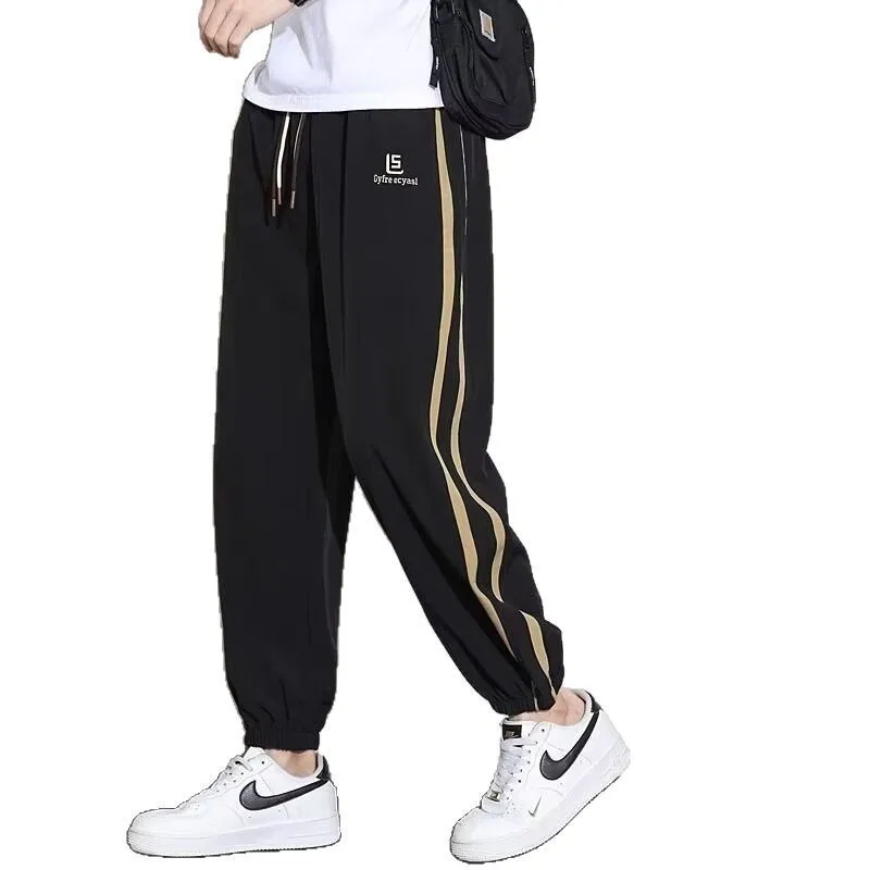 

New Ice Silk Casual Men's Summer Thin New Style Loose Fashion Nine-point Sports Versatile Sweatpants
