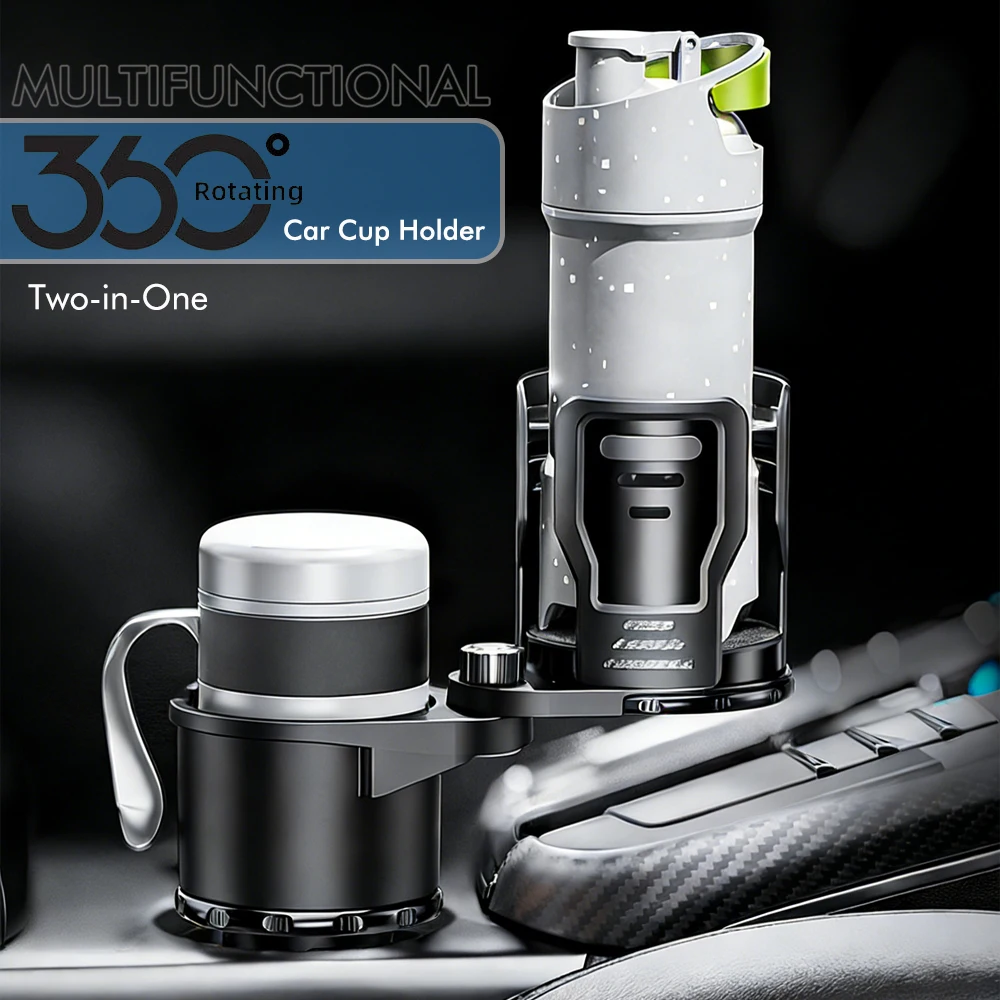 Multi-Functional 2-in-1 Car Cup Holder with Switch Lock for Beverages and Instant Noodles (Large & Small Sizes)