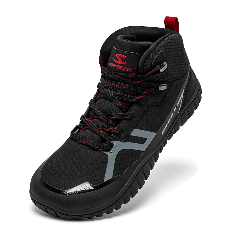 HOBIBEAR منتصف أعلى أحذية المشي لمسافات طويلة للجنسين واسعة تو أحذية بيرفوت الدانتيل يصل عدم الانزلاق درب الجري الأحذية