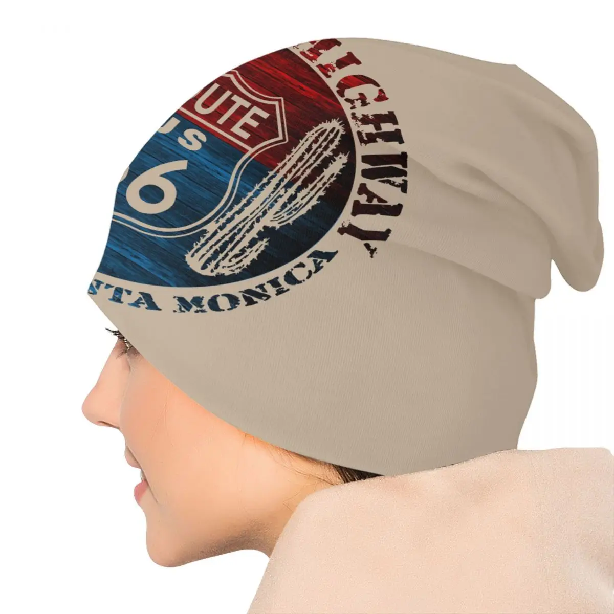 Route 66 America Road Vintage Trip Skullies Beanies Caps Unisex Winter Warm Knitting Hat Cool Adult Bonnet Hats Outdoor Ski Cap