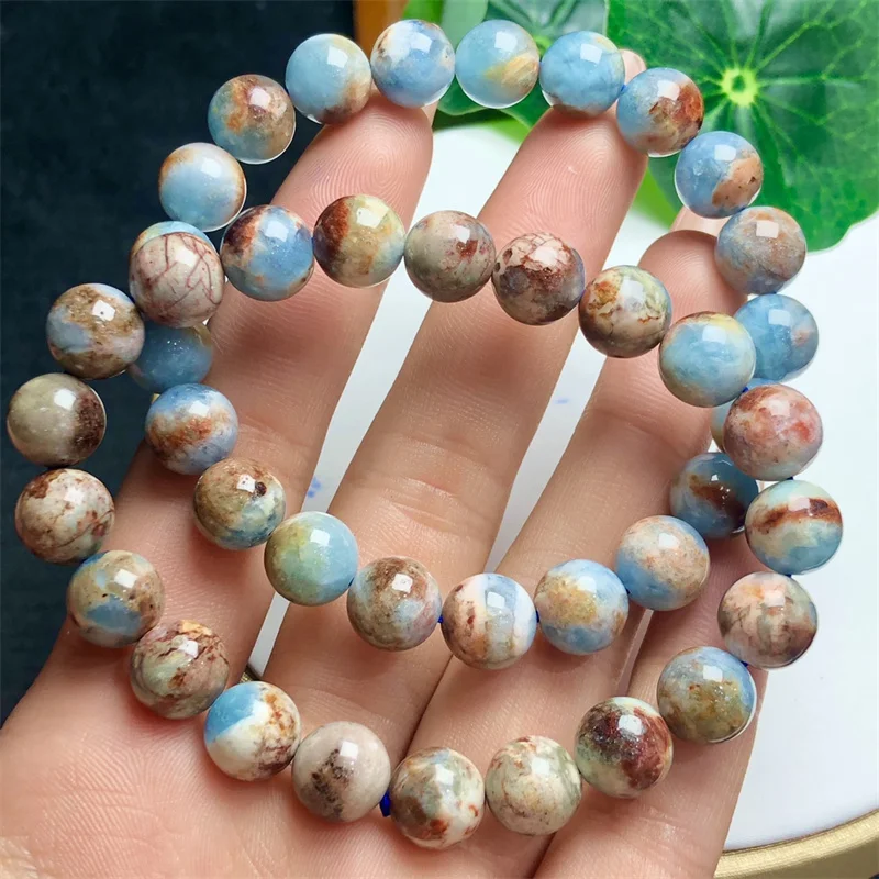 Natural Island Aquamarine Bracelet Women Trendy Reiki Healing Elastic Yoga Energy Wristband Jewelry Gift 8/9/11MM