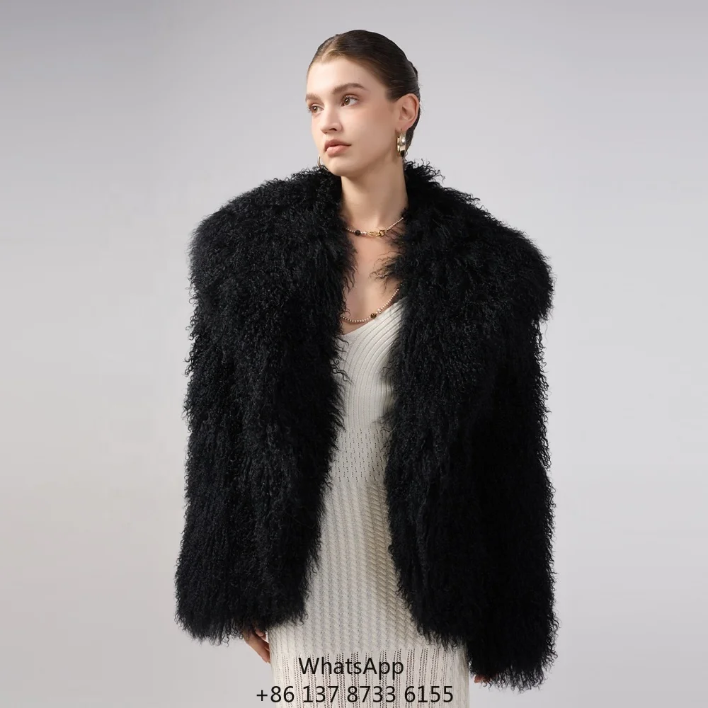 

Luxury Genuine Mongolian Lamb Fur Coats Women Fluffy Warm Sheep Fur Jacket Ladies Thick Fur Coat