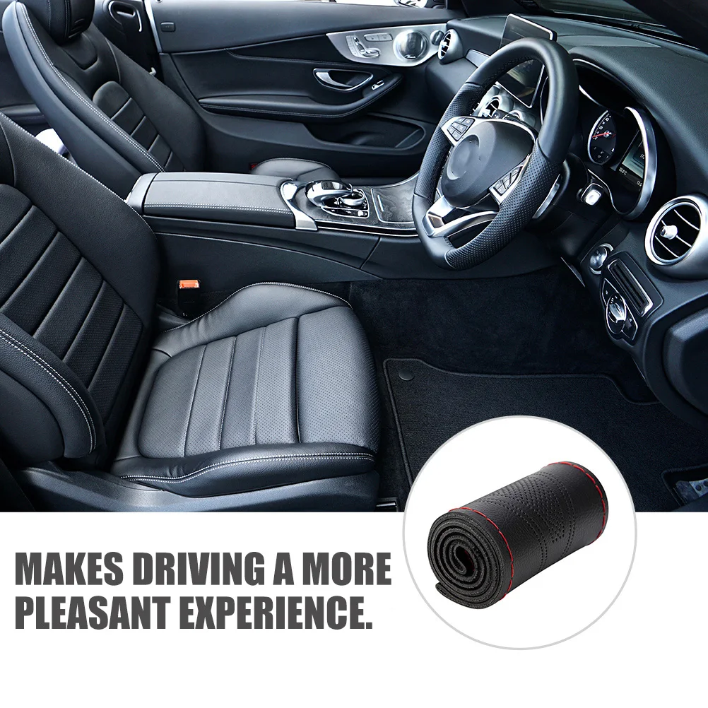 

Microfiber Car Steering Wheel Cover Durable Smooth Heat Resistant Skid Proof Fashionable Interior Great Gift H Stitched Protects