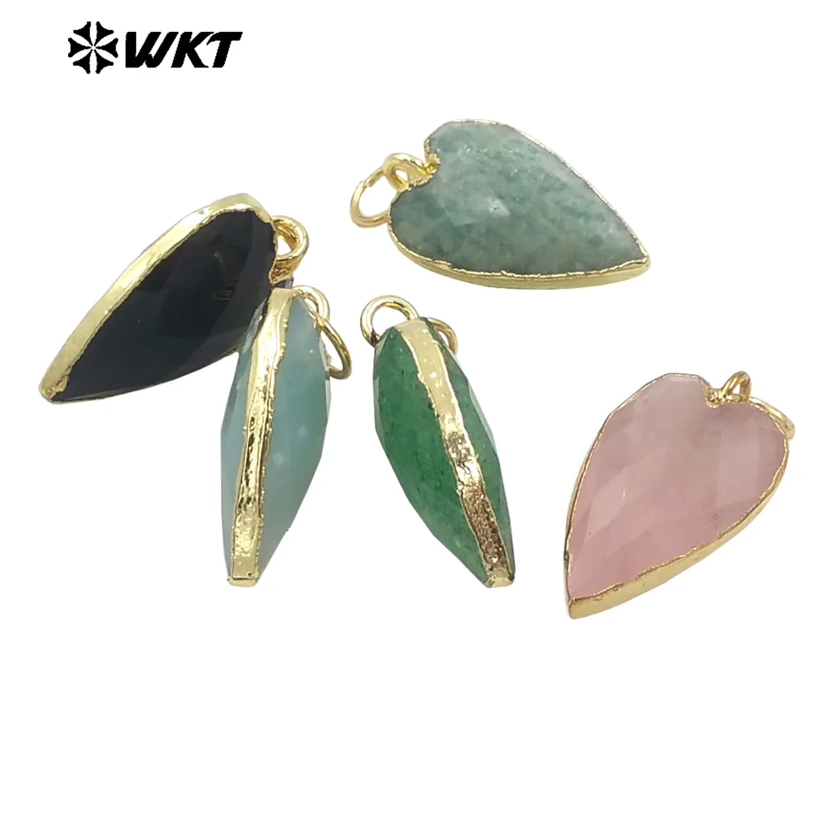 

WT-P1965 WKT 2025 Cute Style Natural Stone Heart-Shaped Pendant Sweet Design Jewelry Supplies Accessory Winter Sale