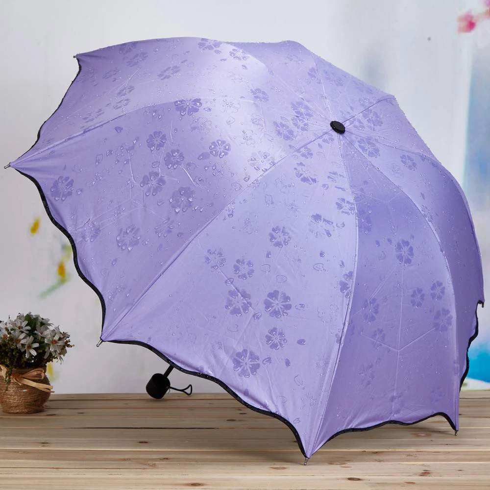 Magic Folding Umbrella with Rainwater Pattern Windproof and Sunshade Umbrella Outdoor Sports UV Protection Umbrella