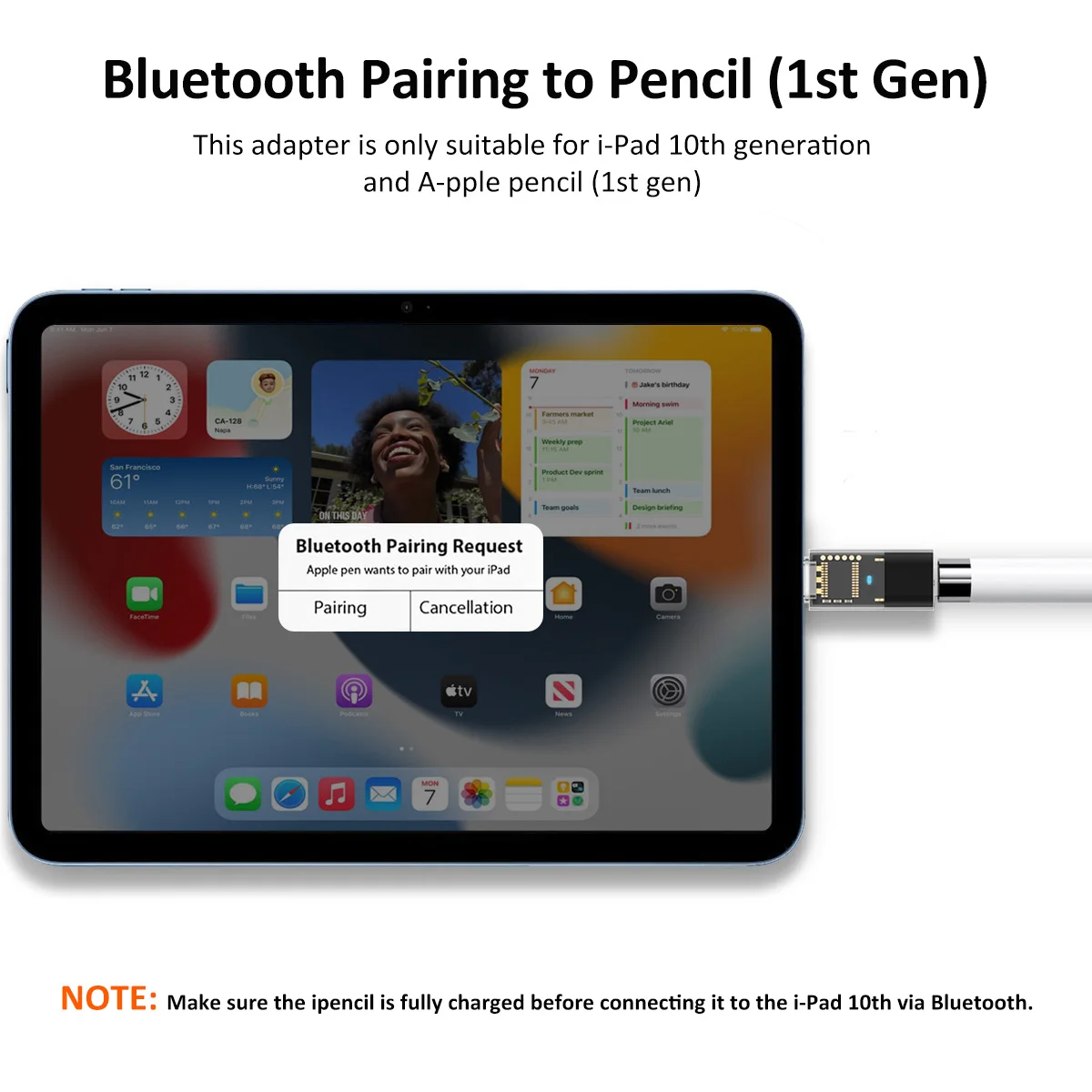 محول قلم رصاص USB C لقلم Apple الجيل الأول من النوع c إلى محول شاحن IOS iPencil Dongle موصل لجهاز iPad 10 Gen