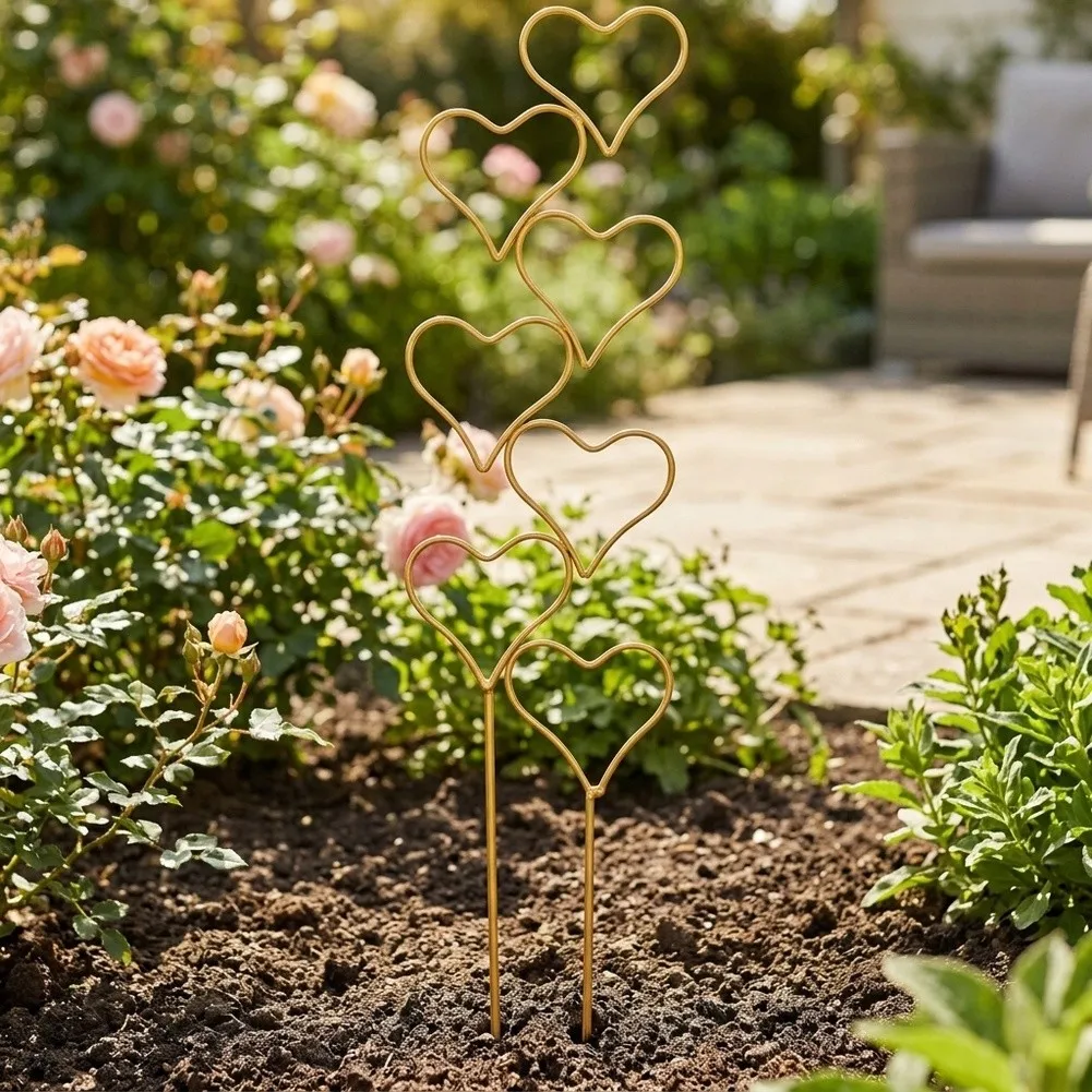 Sturdy Metal Plant Climbing Frame with Heart Motif and Geometric Layouts for Supporting Greenery in Garden or Living Space