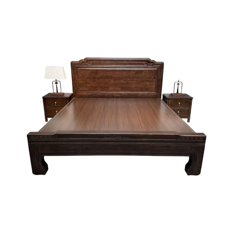 Solid wood bed rosewood new Chinese tenon and mortise structure big bed 2 meters carved antique code 1.5 meters tiger foot
