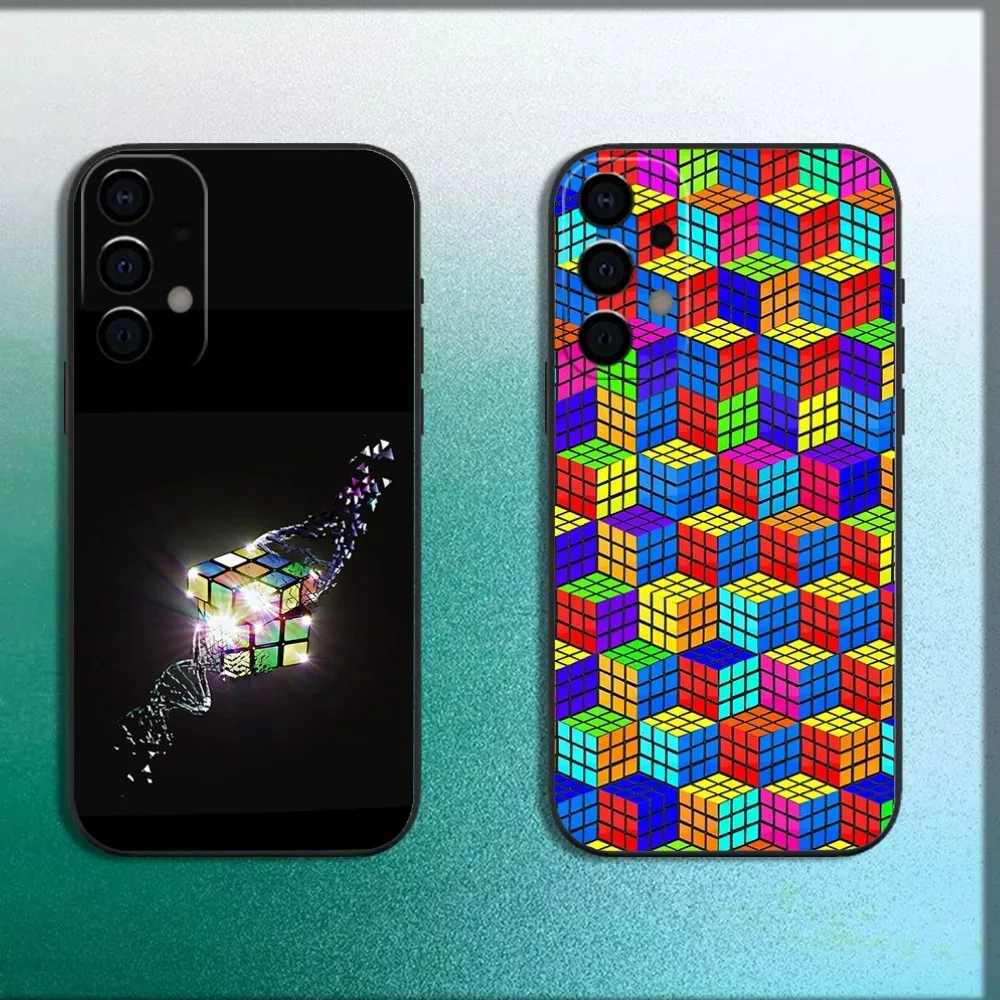 Cool Rubiks Cube Phone Case For Samsung Galaxy A13,A21s,A22,A31,A32,A52,A53,A71,A80,A91 Soft Black Cover