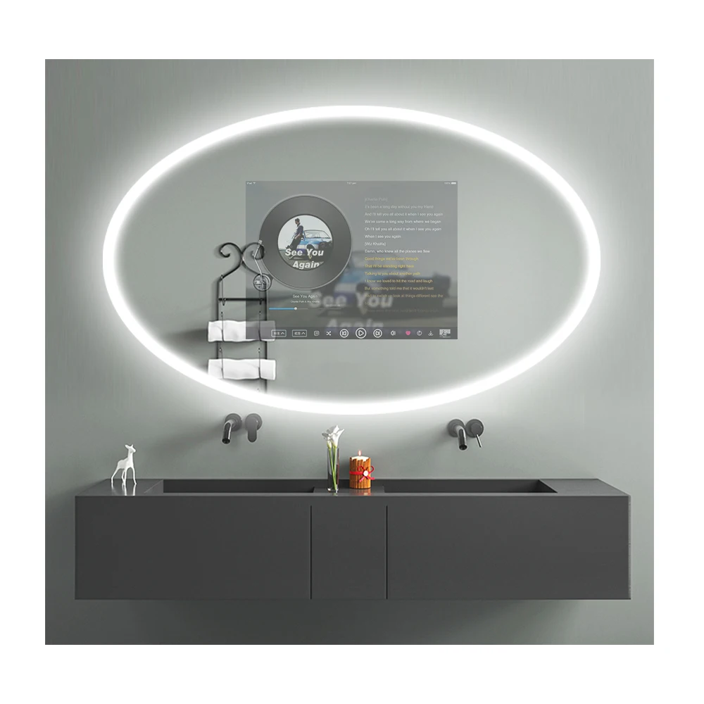 

15.6 Inch Smart Wall Mounted Antifog Touch Screen Demist Glass Magic Mirrors for Hotel Bathroom Android OS IP65 Display