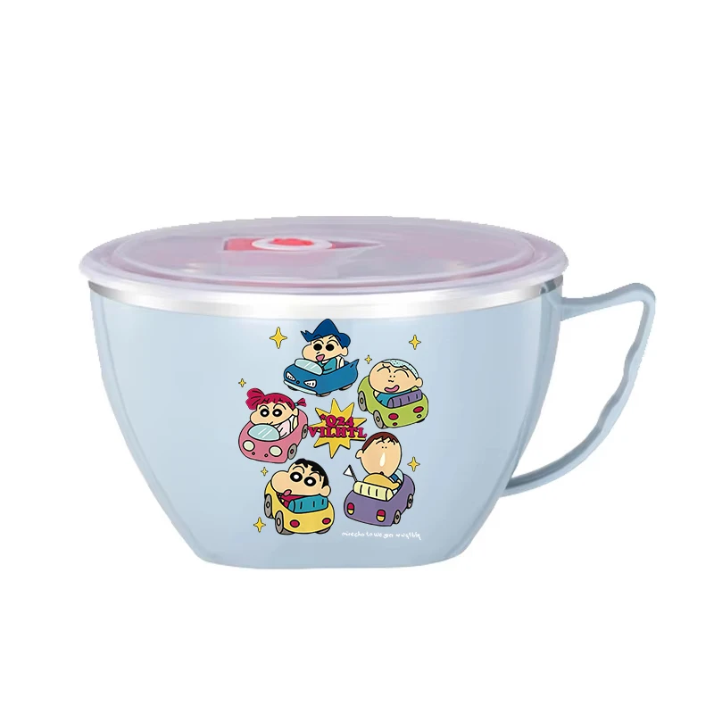 Crayon Shin-chan Noodle Bowl Large Capacity Stainless Steel Bowl Double-layer Heat Protection Instant Food Storage Container New view 5