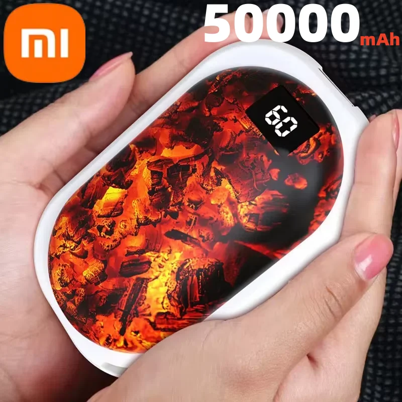 Xiaomi-ミニポータブルハンドウォーマー,2 in 1,パワーバンク,3レベルの温度制御,デジタルディスプレイ,チャコール