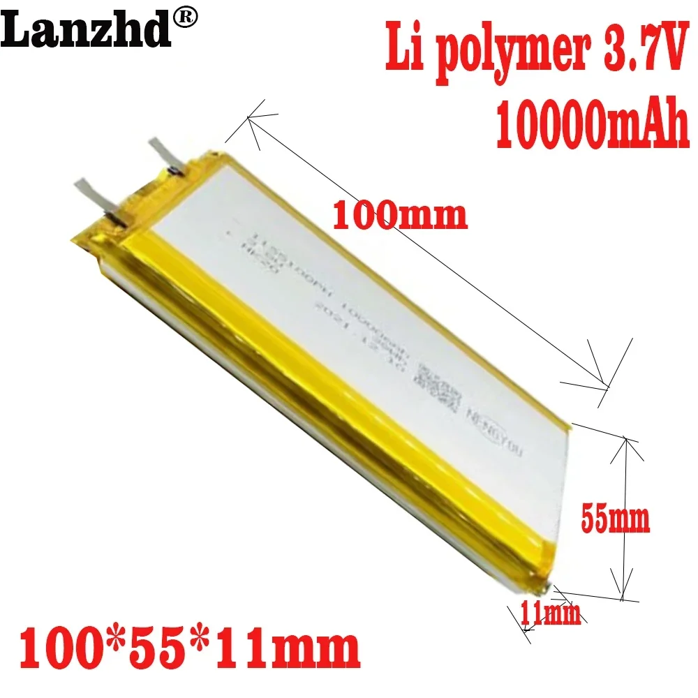 1-10PCS 3.7V Li Polymer Batteries 10000mAh 1155100 Soft package battery For Power Bank Bluetooth Speakers Tablet DVD battery