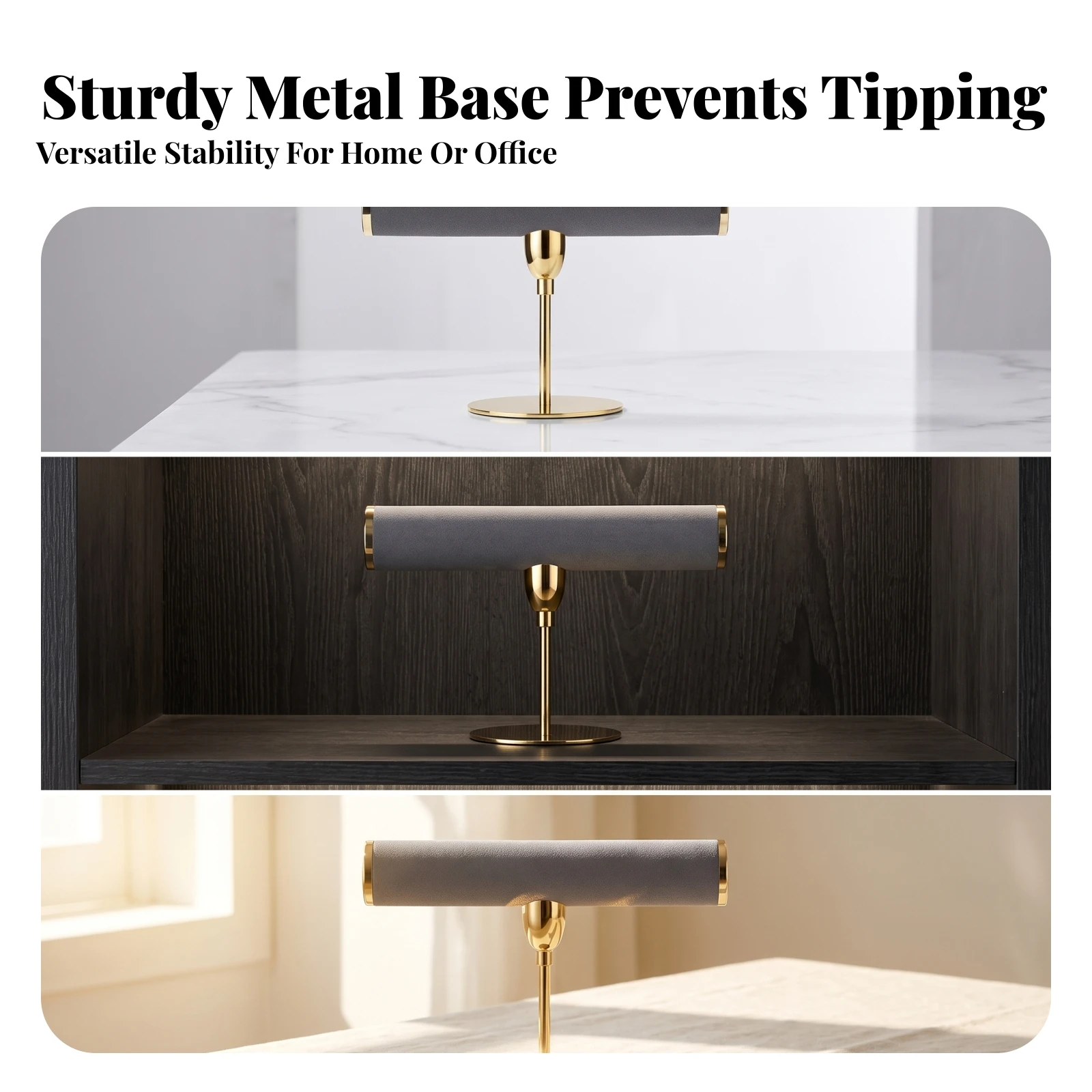 Jewelry Display Stand with I-Bar Tabletop Cross-Bar Jewelry Organizer Bangle Organizer Textured for Collectors, Countertop