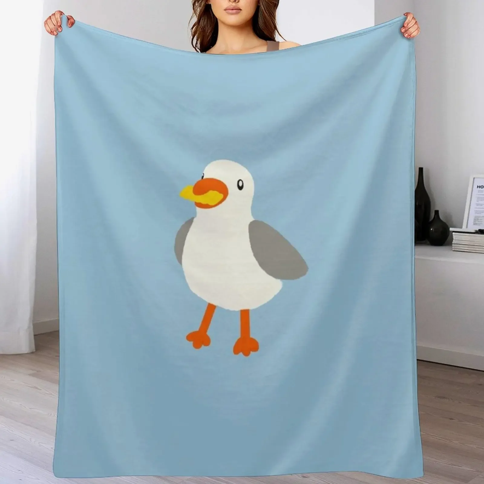 

Seagull With A French Fry Throw Blanket Stain Resistant Cozy Warm Blanket