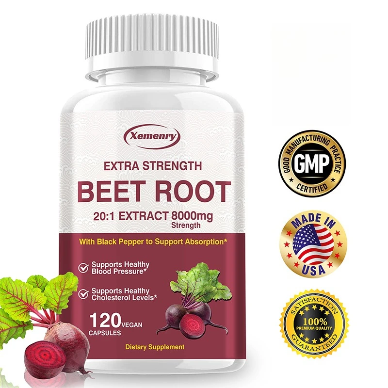 Beet Root Capsules - Promote Circulation and Heart Health, Liver Detoxification, and Increased Stamina, Gluten-free and Non-GMO