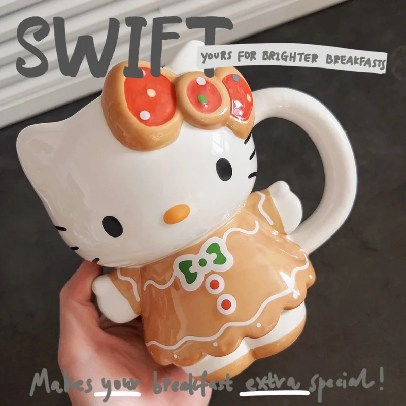 Hellokitty Character Peripheral Kitty Ceramic Mug Cups Coffee Milk Cup Figure Holiday Home Decoration Kawaii Children'S Gift