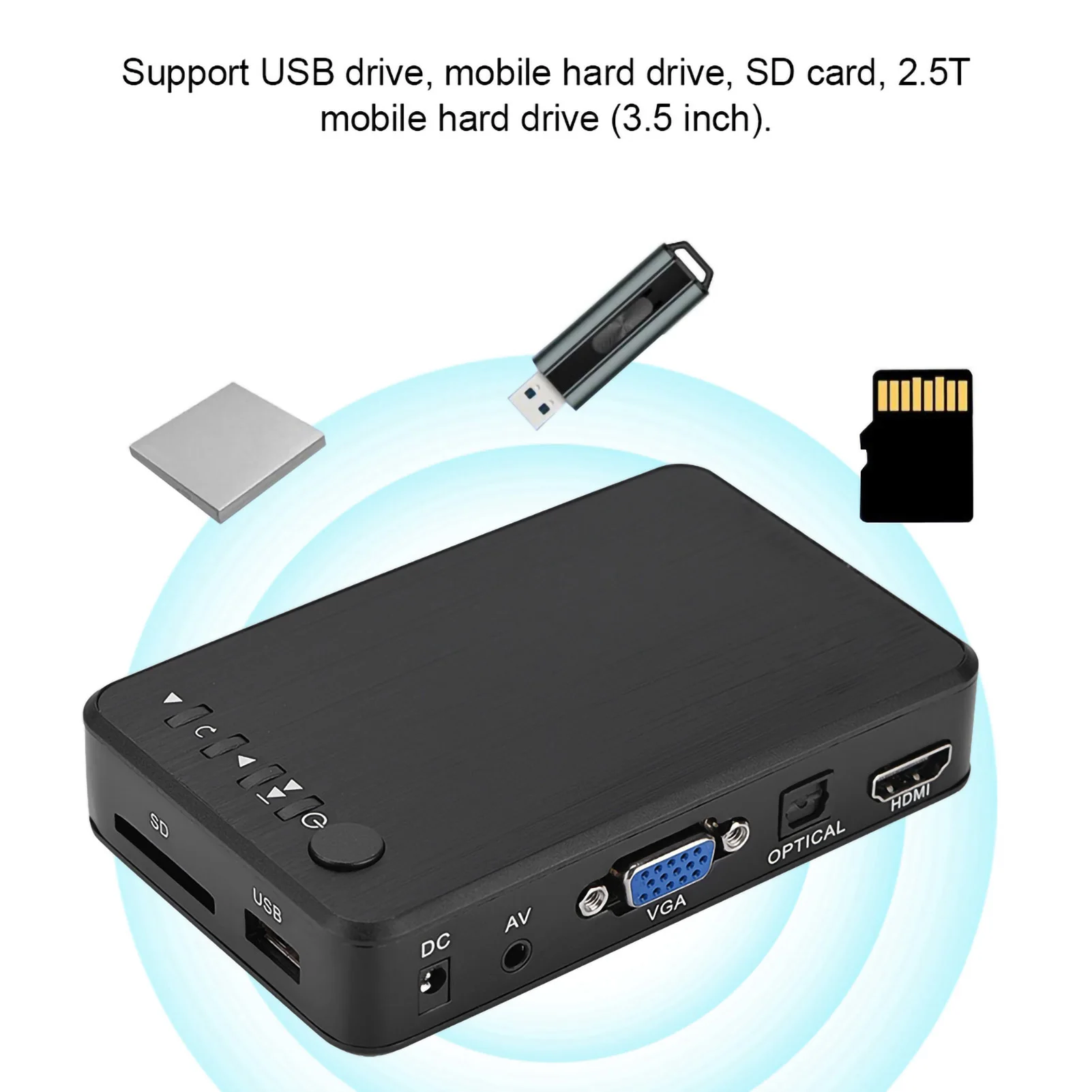 Multimedia Player with IR Remote Control Audio Video Player Multimedia Player HD Multimedia Interface 1080P HD Audio and Video