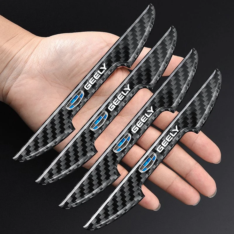 4PCS Car Stickers For Geely Atlas Coolray Emgrand EC7 EC8 X7 EX7 CK2 CK3 GL GS Carbon Fiber Car Door Stickers Car Accessories