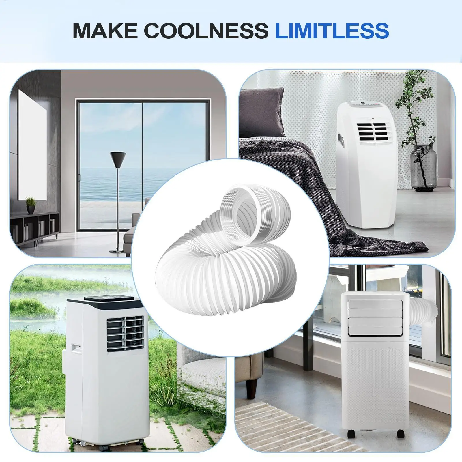 

Портативный шланг для кондиционера, сменный вентиляционный шланг переменного тока, регулируемая длина, высокопрочная трубка, часть для палатки, окна на колесах, на открытом воздухе