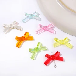 4Pcs Acrylic Iridescent Ribbon Bow Bead Unique Loose Bead Handmade DIY Jewelry Necklace Earring Accessory Material