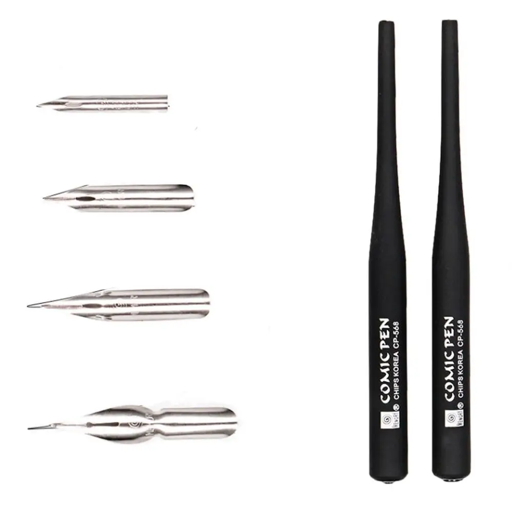 

Fountain Pens Manga Calligraphy Dip Pen+4 Nibs Signature Lettering Calligraphy Dip Pen Kit Drawing Writing Comic Dip Pen