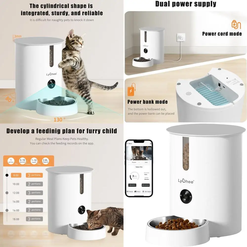 

Умная кормушка для домашних животных с Wi-Fi 5G, HD-камерой 1080P, ночным видением, двусторонней аудиосвязью, емкостью 2,8 л для кошек и маленьких собак