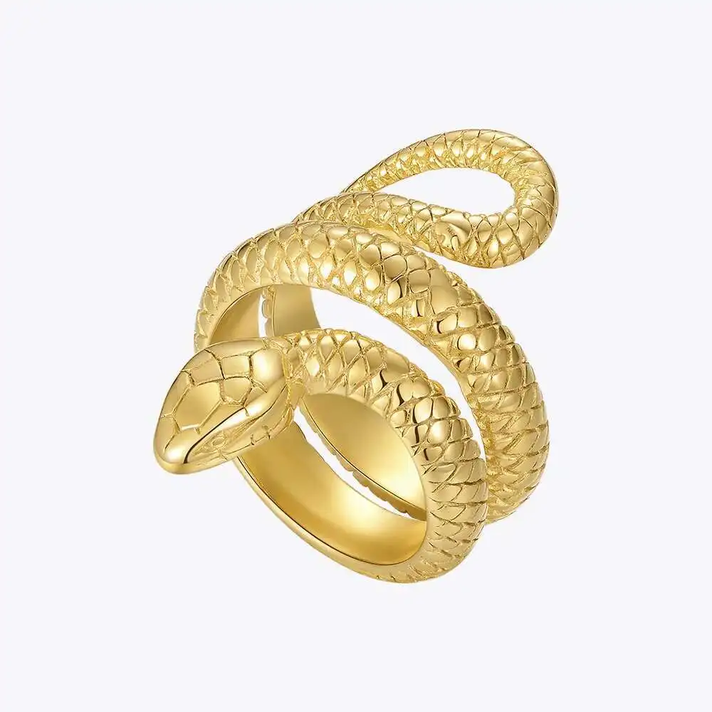 

ENFASHION Gothic Artificial Snake Rings For Women Gold Color Curved Ring Stainless Steel Fashion Jewelry 2020 Anillos R204085